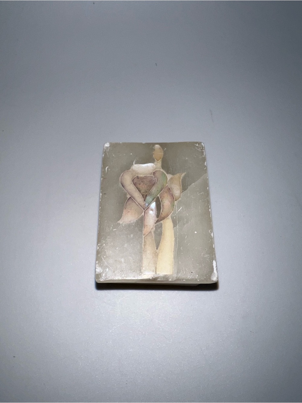 Decorative carved stone trinket box